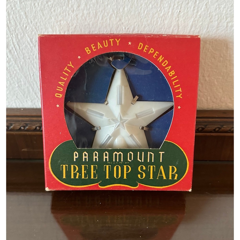Vintage Paramount Tree Top Star White Plastic Christmas Ornament Original Box